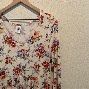 Cream floral drop-waist dress